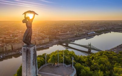 Early morning view of Pest from Citadella